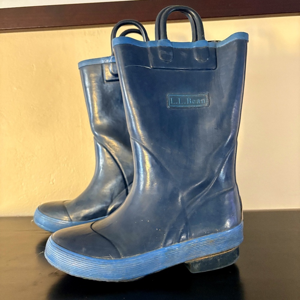 LL Bean rain boots; pull on style, rubber sole/treads; kids size 11